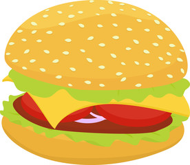 hamburger or cheeseburger vector icon isolated on white