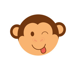 Fototapeta premium Cute animal concept represented by head of cartoon monkey icon. Isolated and Flat illustration