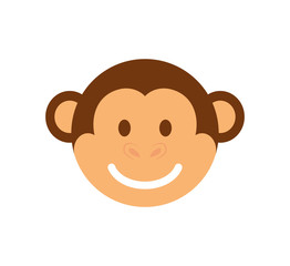 Cute animal concept represented by head of cartoon monkey icon. Isolated and Flat illustration