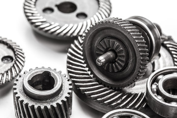 Gear metal wheels, isolated on white background