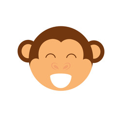 Cute animal concept represented by head of cartoon monkey icon. Isolated and Flat illustration