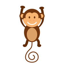 Fototapeta premium Cute animal concept represented by cartoon monkey icon. Isolated and Flat illustration