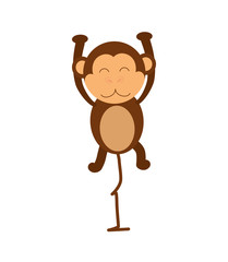 Cute animal concept represented by cartoon monkey icon. Isolated and Flat illustration