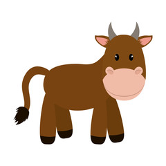 Obraz premium Cute animal concept represented by brown cow icon. isolated and flat illustration 