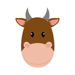 Cute animal concept represented by brown cow icon. isolated and flat illustration 