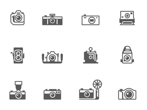 Camera icons in black & white.