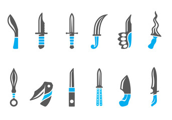 Knife icons in duo tone colors. - obrazy, fototapety, plakaty