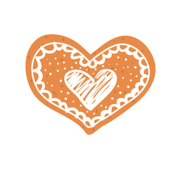 Love concept represented by heart cookie icon. isolated and flat illustration 