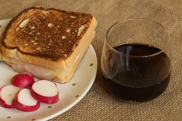 toast with cheese and bacon