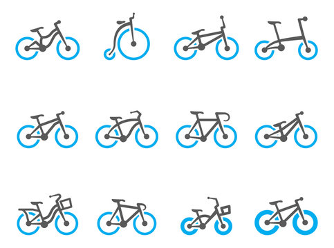 Bicycle type icons in duo tone colors.
