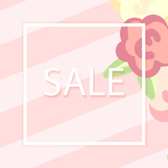 Vector floral background with text sale