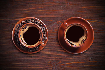 Coffee cup and beans