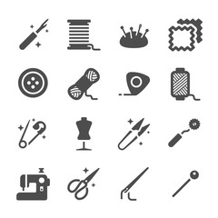 Tailor and Sewing Vector Icon Set