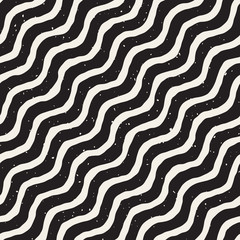 Vector Seamless Hand Drawn Diagonal Wavy Lines Grunge Pattern