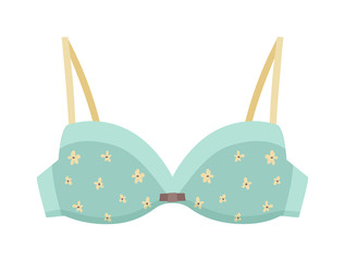 Fashion pink bra on white background. Vector bra fashion underwear lingerie clothing. Brassiere clothes women breast bra romance sensuality. Lady lace romantic seduction brassiere.