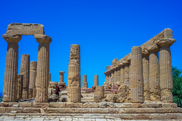 Colonnade of Hera (Juno) temple in Agrigento. Sicily, Italy