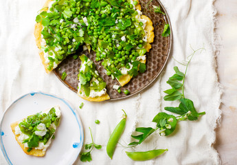 vegetable tart with green peas