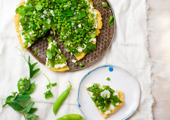 vegetable tart with green peas