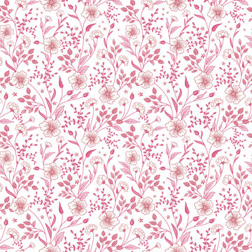 cute little pink flowers seamless pattern background. vector