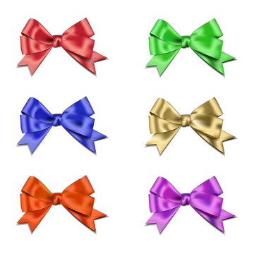 bow made in six different colors. Vector, eps 10