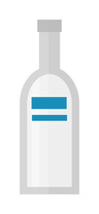 Vodka bottle vector illustration. Alcohol vodka bottle beverage transparent object. Drink bar cocktail alcoholic clear vodka bottle. Restaurant shape russian party strong water bottle.