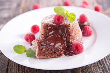 chocolate cake and raspberry