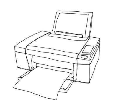 recommend clip art: vector printer cute hand drawn painting line art illustration