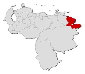 Obraz premium Map - Venezuela, Delta Amacuro