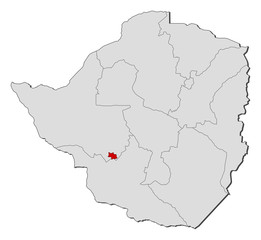 Map - Zimbabwe, Bulawayo