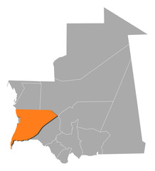 Map - Mauritania, Trarza