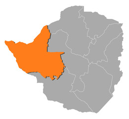 Map - Zimbabwe, Matabeleland North