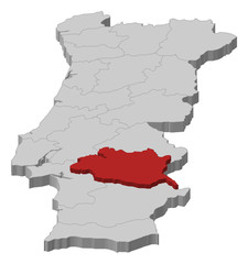 Map - Portugal, Evora - 3D-Illustration