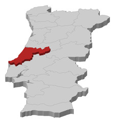 Map - Portugal, Leiria - 3D-Illustration