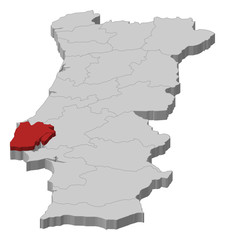 Map - Portugal, Lisbon - 3D-Illustration