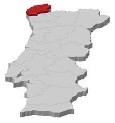 Map - Portugal, Viana do Castelo - 3D-Illustration