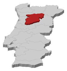 Map - Portugal, Viseu - 3D-Illustration