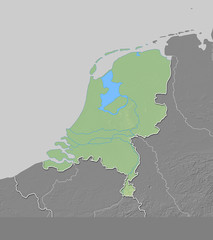 Relief map of Netherlands - 3D-Rendering