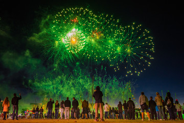 Fototapeta na wymiar Fireworks during the Sea Days 2016 in Szczecin, Poland