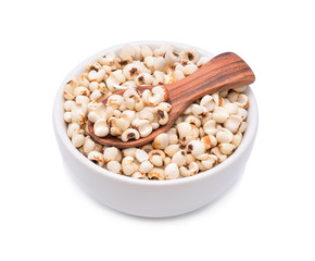 millet grains on white background