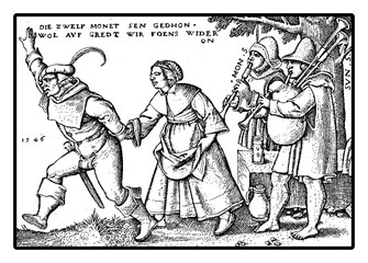 XVI century, peasants playing and dancing