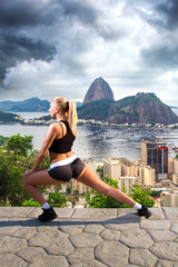 Girl is engaged in gymnastics in Rio