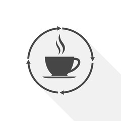 Coffee cup icon with long shadow