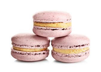 Tasty color macarons isolated on white