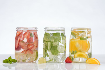 Fototapeta na wymiar Healthy detox water with fruits....