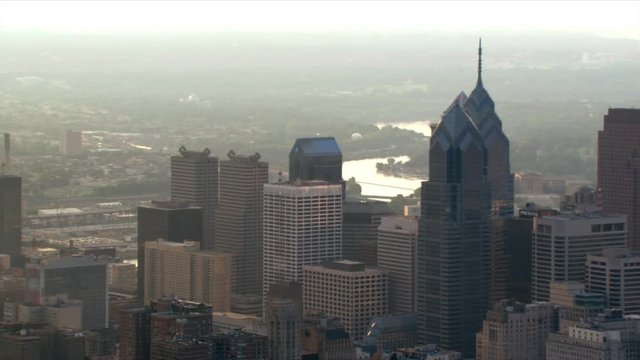 Afternoon flight over downtown Philadelphia. Shot in 2003.