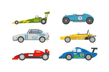 Obraz premium Race retro sport car. Supercar tuning retro sport car and flat style vector retro sport car illustration isolated on white background. Retro sport car vehicle automobile classic transport design.