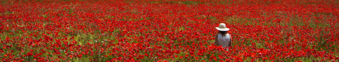 Woman in a field of poppies