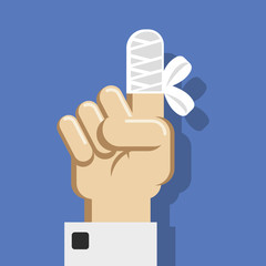 the hand with the bandaged finger