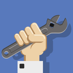 hand with a wrench