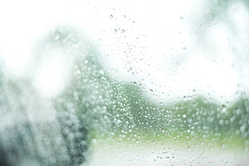 rain or water drops on a window glass
